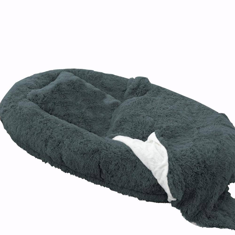 71 in. L x 45 in. W x 12 in. Th Large Dark Gray Human Dog Bed Oversize Memory Foam Dog Bed with Plump Pillow and Blanket price history on PriceWatchPro