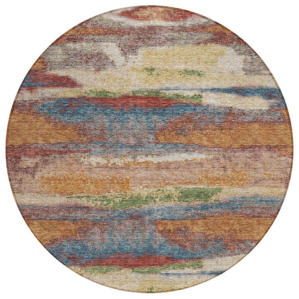 Chantille Machine Washable Indoor/Outdoor Abstract ACN942 Paprika 8 ft. x 8 ft. Area Rug