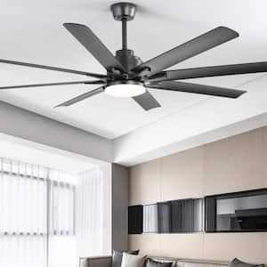 66 in. Indoor/Outdoor Black Smart Ceiling Fan with LED Light and Remote App Control