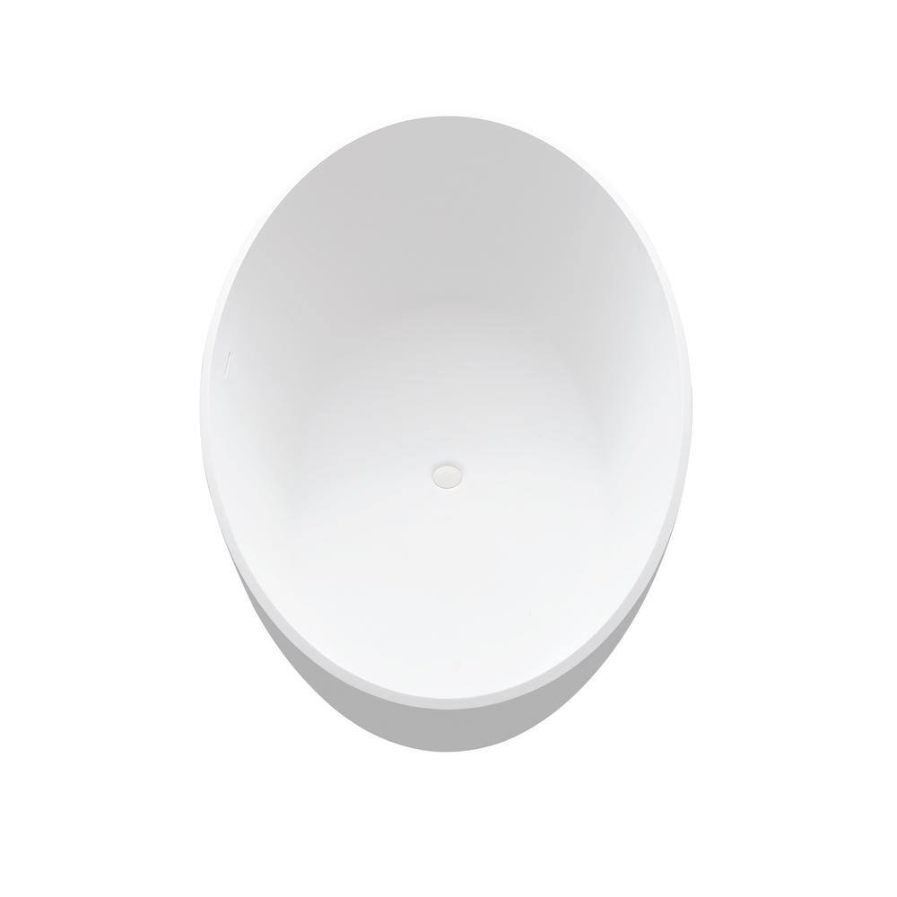 White Oval Freestanding Resin Soaking Bathtub