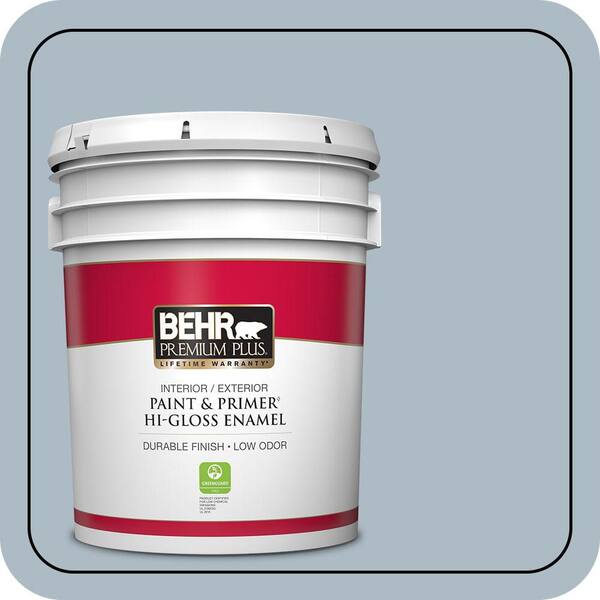 BEHR PREMIUM PLUS 5 gal. #PPU14-12 Hazy Skies Hi-Gloss Enamel Interior/Exterior Paint & Primer