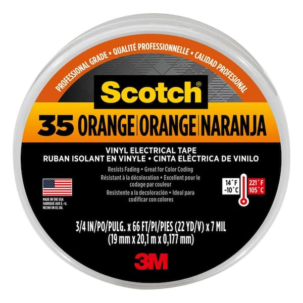 Scotch 3/4 in. x 66 ft. x 0.007 in. #35 Orange Electrical Tape (Case of 5)