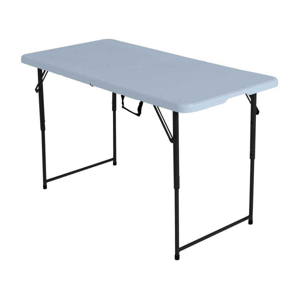 Gray Metal Frame Adjustable Height Folding Utility Table
