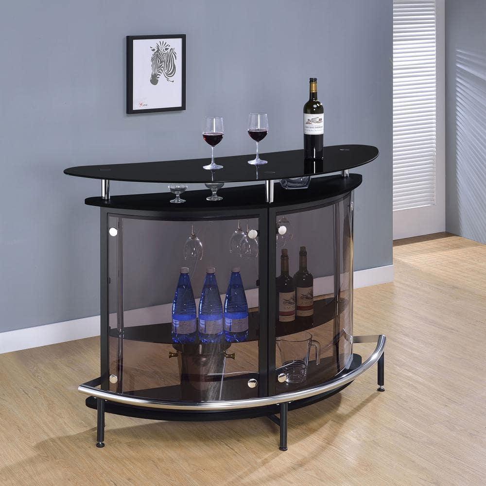 Amarillo Black and Chrome Oval Bar Unit