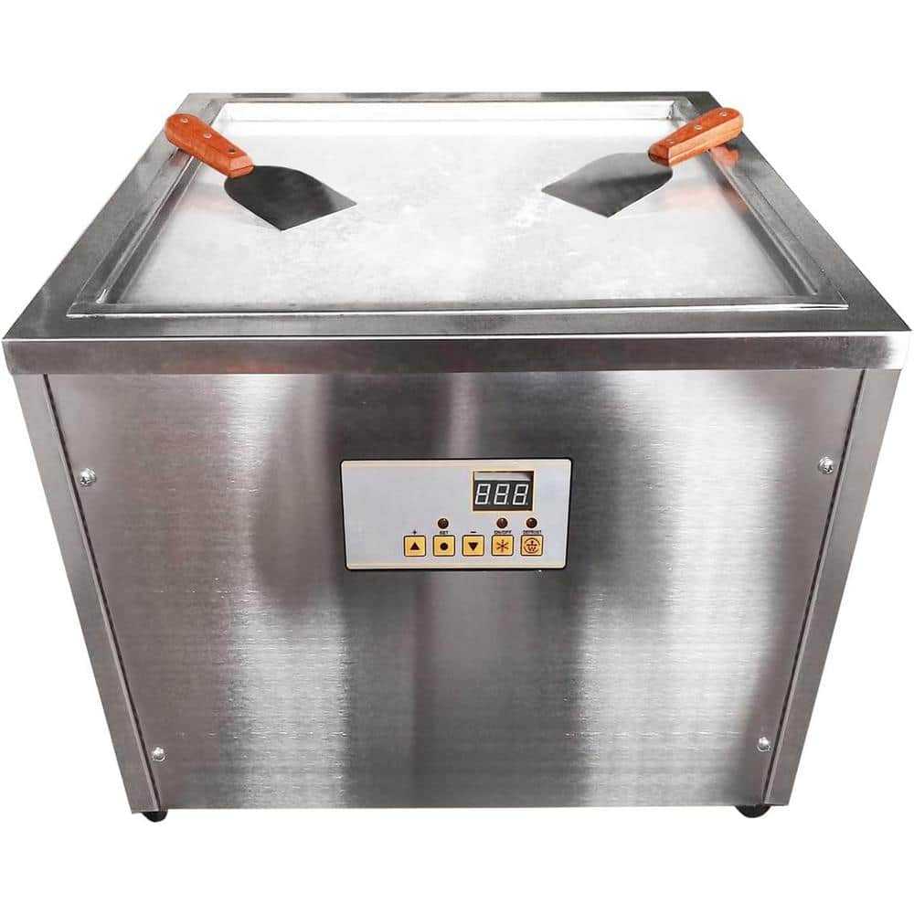 800-Watt Fried Ice Machine in Silver Stainless Steel with 2 Scrapers, 17.3 x 17.3 in. Working Area