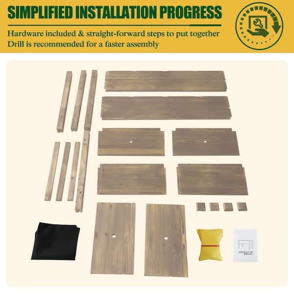 47 in. W x 23 in. D x 30 in. H Brown Cedar Raised Garden Bed with Liner