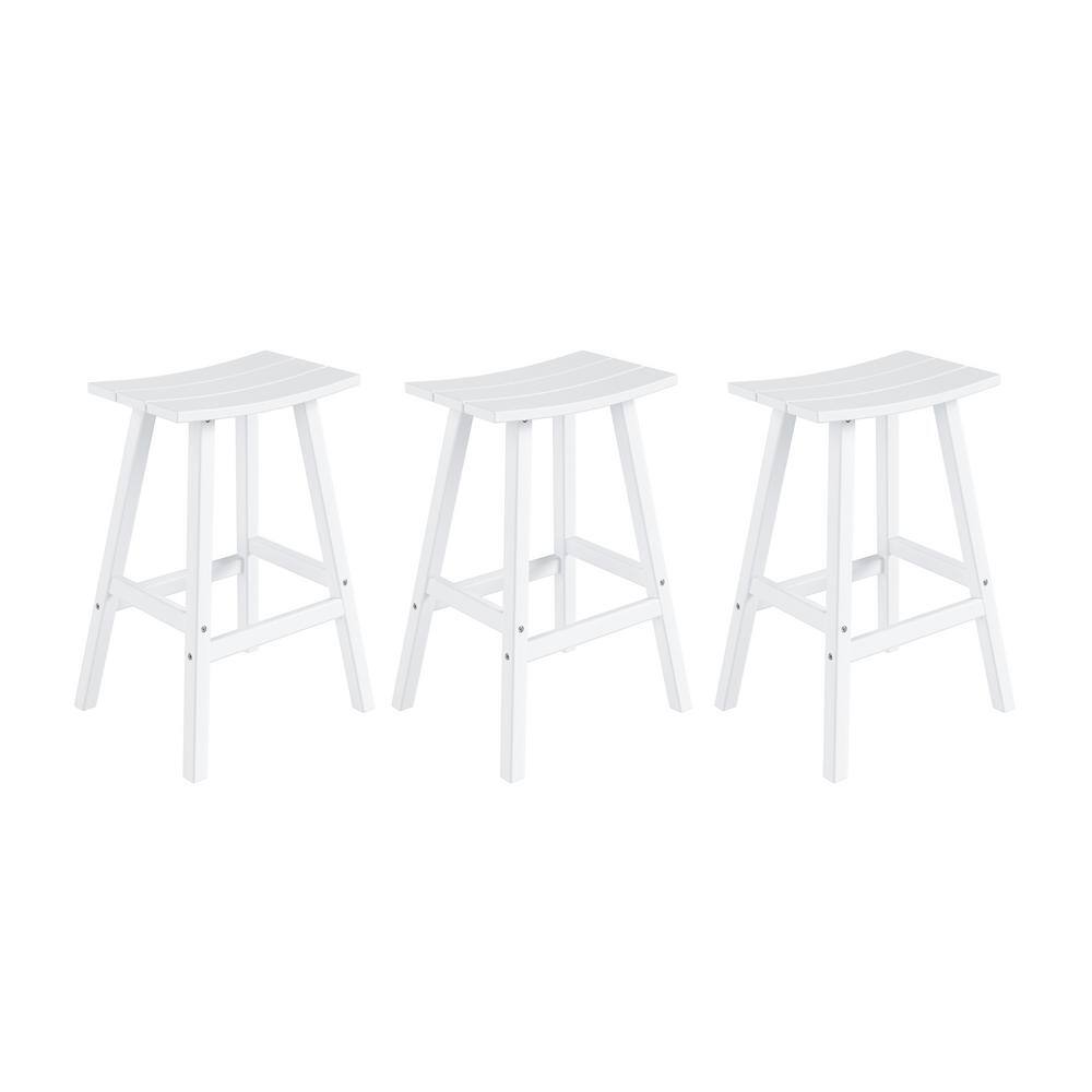 WESTINFURNITURE Franklin White 29 in. HDPE Plastic Outdoor Patio