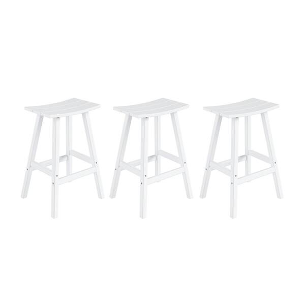 WESTINFURNITURE Franklin White 29 in. HDPE Plastic Outdoor Patio