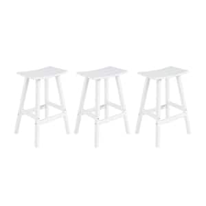 Franklin White 29 in. HDPE Plastic Outdoor Patio Backless Bar Stool (Set of 3)