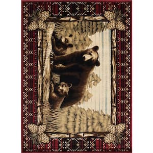 Lodge King Grizzy Gap Multi-Colored 5 ft. x 8 ft. Area Rug