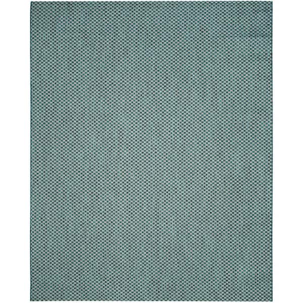 SAFAVIEH Courtyard Turquoise/Light Gray 8 ft. x 10 ft. Distressed Solid Indoor/Outdoor Patio  Area Rug