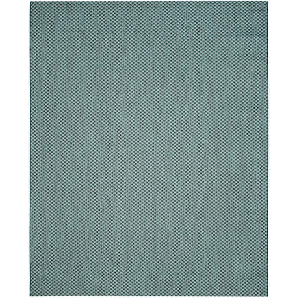 SAFAVIEH Courtyard Turquoise/Light Gray 8 ft. x 10 ft. Distressed Solid Indoor/Outdoor Patio  Area Rug