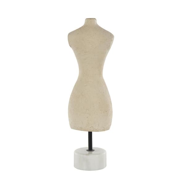 Litton Lane White Cream 4 in. x 14 in. Woman Paper Mache Antique Style Sculpture