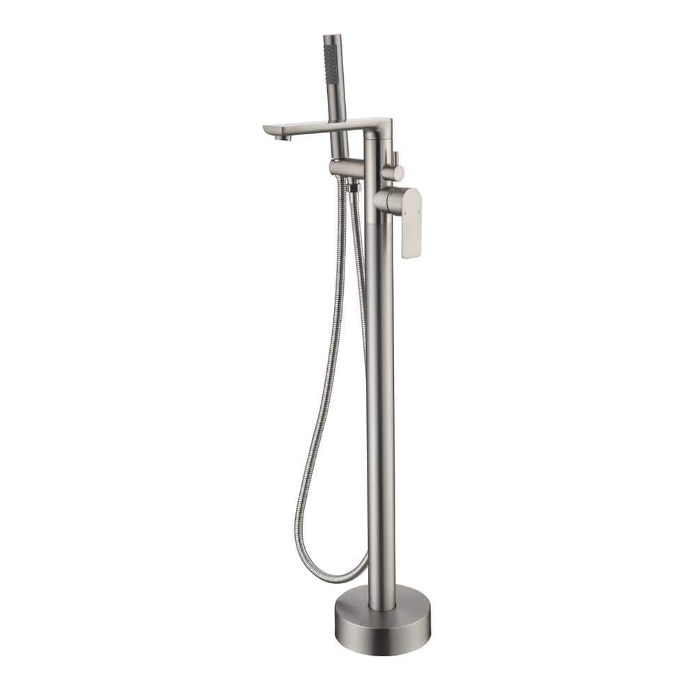 Single Handle Freestanding Floor Mount Tub Faucet with Handheld Shower Bath