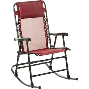 Red Folding Metal Outdoor Rocking Chair