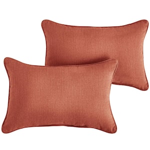 Sunbrella Canvas Persimmon Rectangle Indoor/Outdoor Lumbar Pillow (2-Pack)