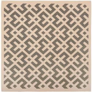 Courtyard Gray/Bone 4 ft. x 4 ft. Square Geometric Indoor/Outdoor Patio  Area Rug