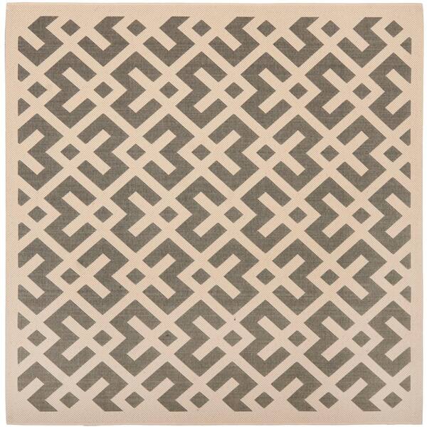 Courtyard Gray/Bone 8 ft. x 8 ft. Square Geometric Indoor/Outdoor Patio  Area Rug