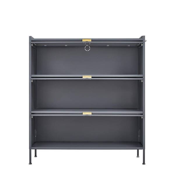 Aoibox 39-in W x 13-in D x 43-in H Ready to Assemble 3-Tier Metal Floor Pantry and Kitchenware Cabinet in Gray