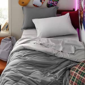 5 Pieces Gray Twin XL Comforter Sets, Polyester Bedding Sets Bed in a Bag for College Bunk Bed Single Bed