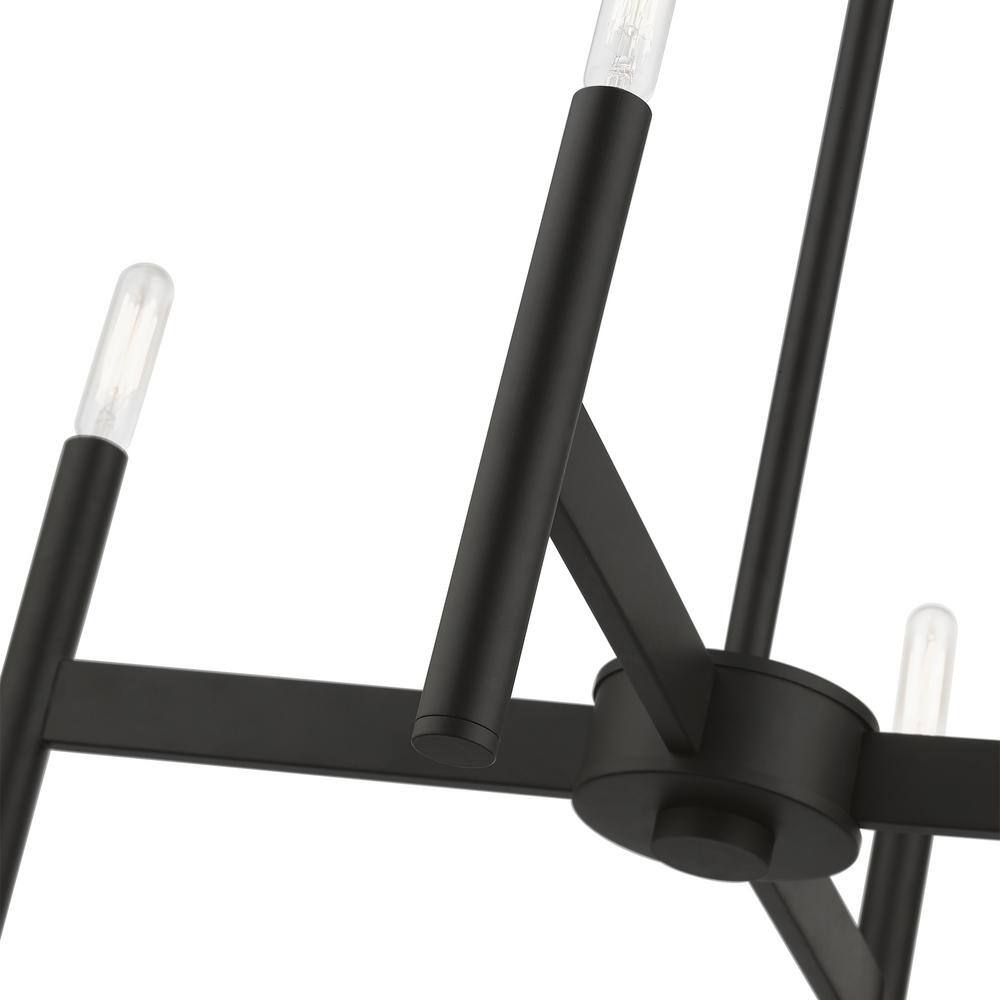 Black Steel 4-Light Mini Chandelier with Exposed Bulbs