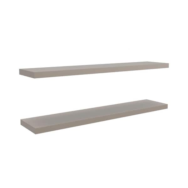 47 in. W x 10 in. D Taupe Particle Board Floating Decorative Wall Shelf (2-Pack)