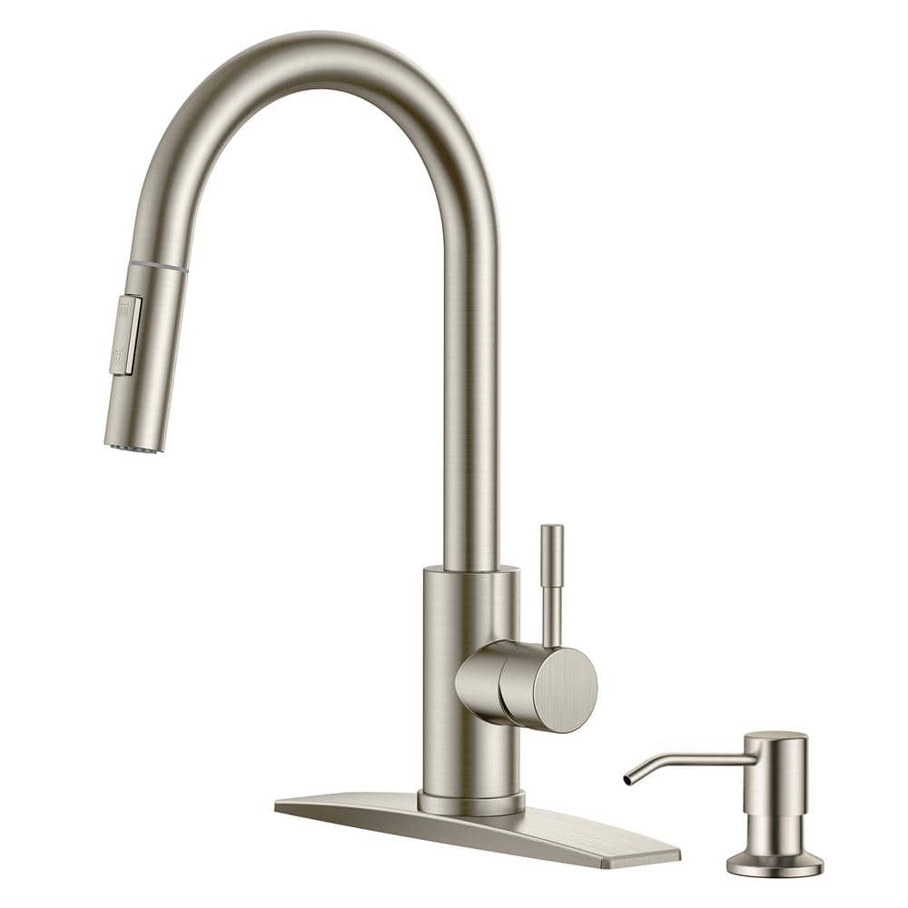 Brushed Nickel Single Handle Pull Down Kitchen Faucet