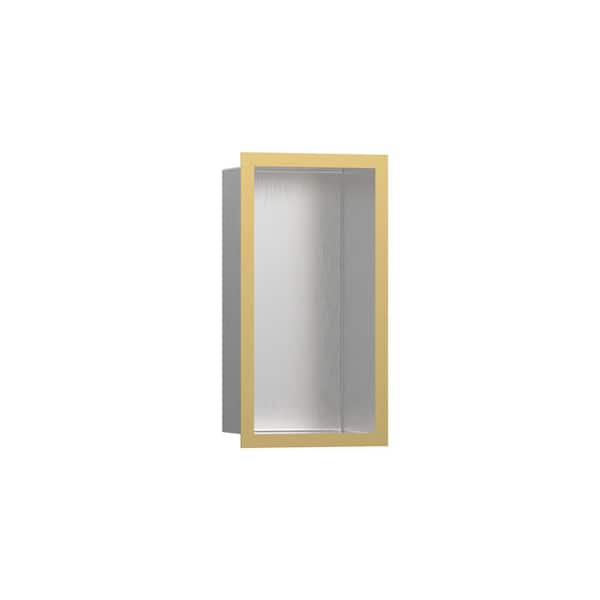 Hansgrohe XtraStoris Individual 9 in. W x 15 in. H x 4 in. D Stainless Steel Shower Niche in Polished Gold Optic