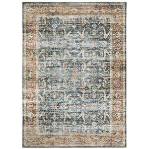 Cascade Blue/Rust 5 ft. x 7 ft. Vintage Persian Polyester Machine Washable Indoor Area Rug