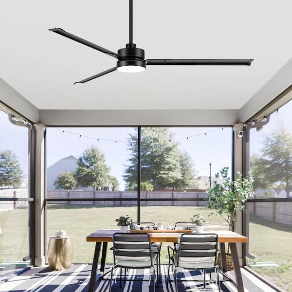Cecil 72 in. (6 ft.) Indoor Aluminum-Blade Black Industrial Ceiling Fan with Integrated LED and Remote Control