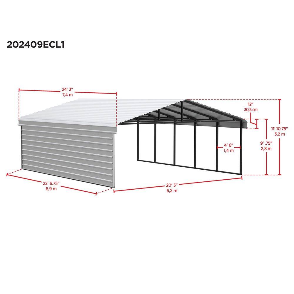 20 x 24 ft Eggshell Steel Carport Kit with Black Frame