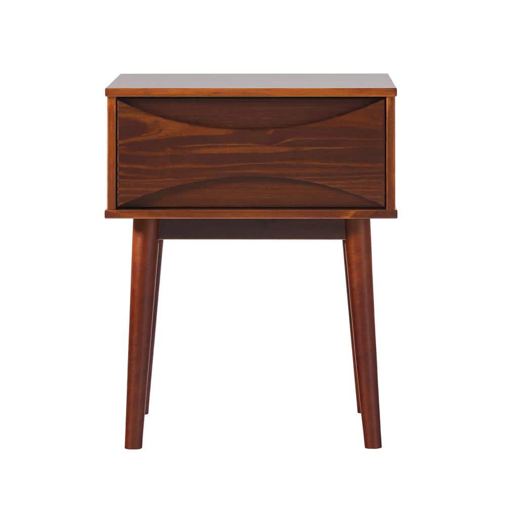 Walnut Solid Wood Mid-Century Modern 1-Drawer Nightstand