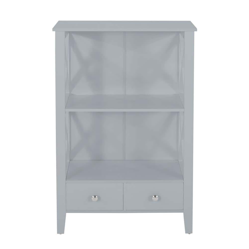 23.75 in. W x 12.5 in. D x 36.5 in. H Gray Short MDF Freestanding Linen Cab