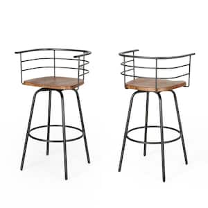 Frothingham 38.50 in. Dark Brown and Grey Swivel Bar Stool (Set of 2)