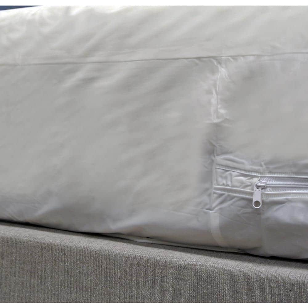 Twin White Vinyl Zippered Box Spring Mattress Protector