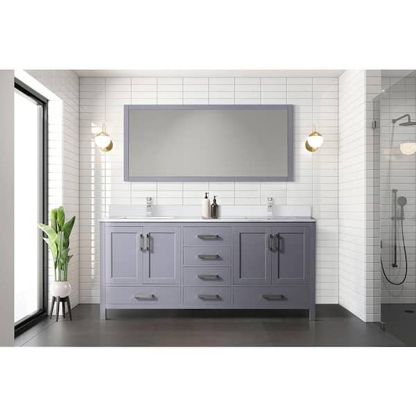 Lexora Jacques 72 in. W x 22 in. D Dark Grey Bath Vanity and 