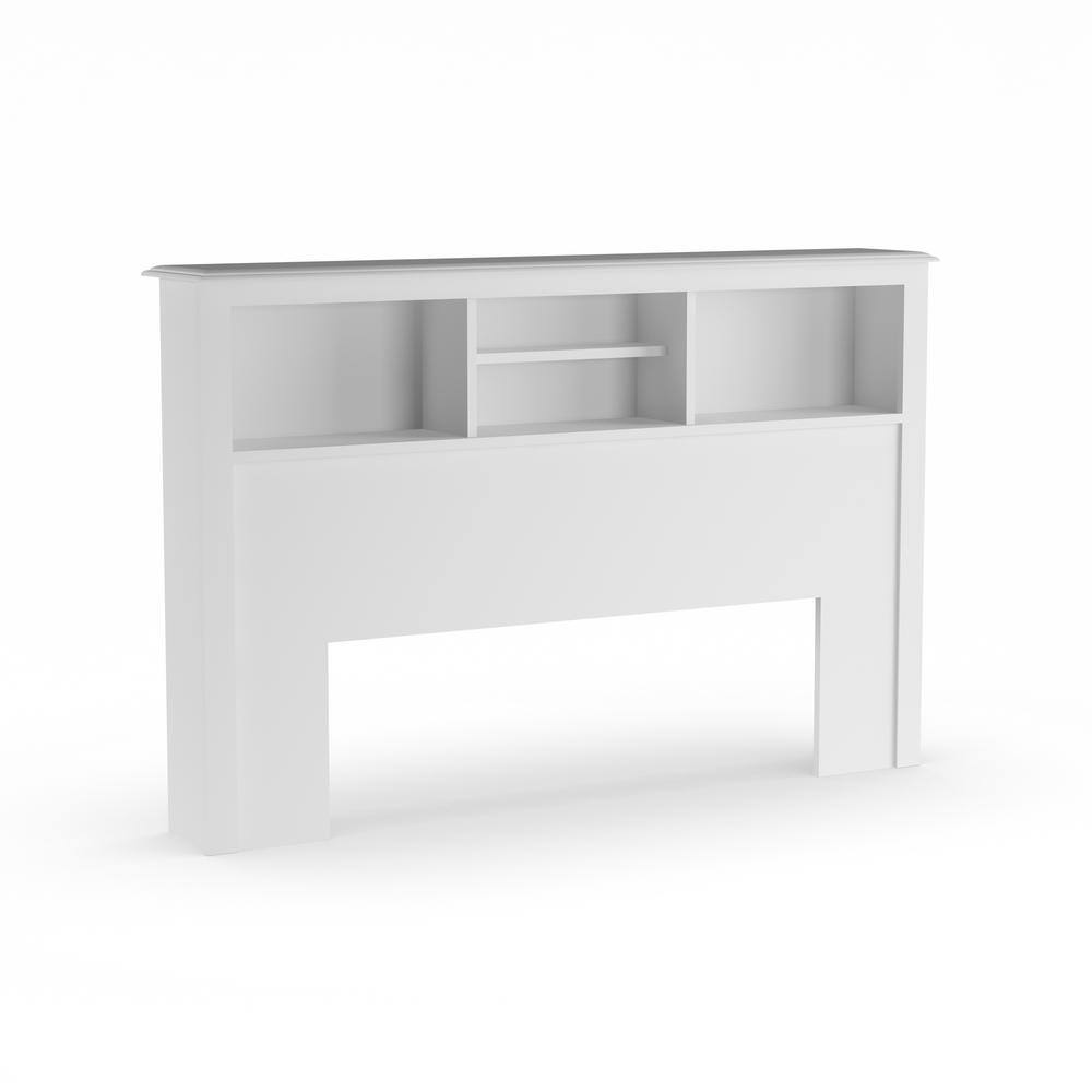 White Composite Wood Full/Queen Headboard with Storage