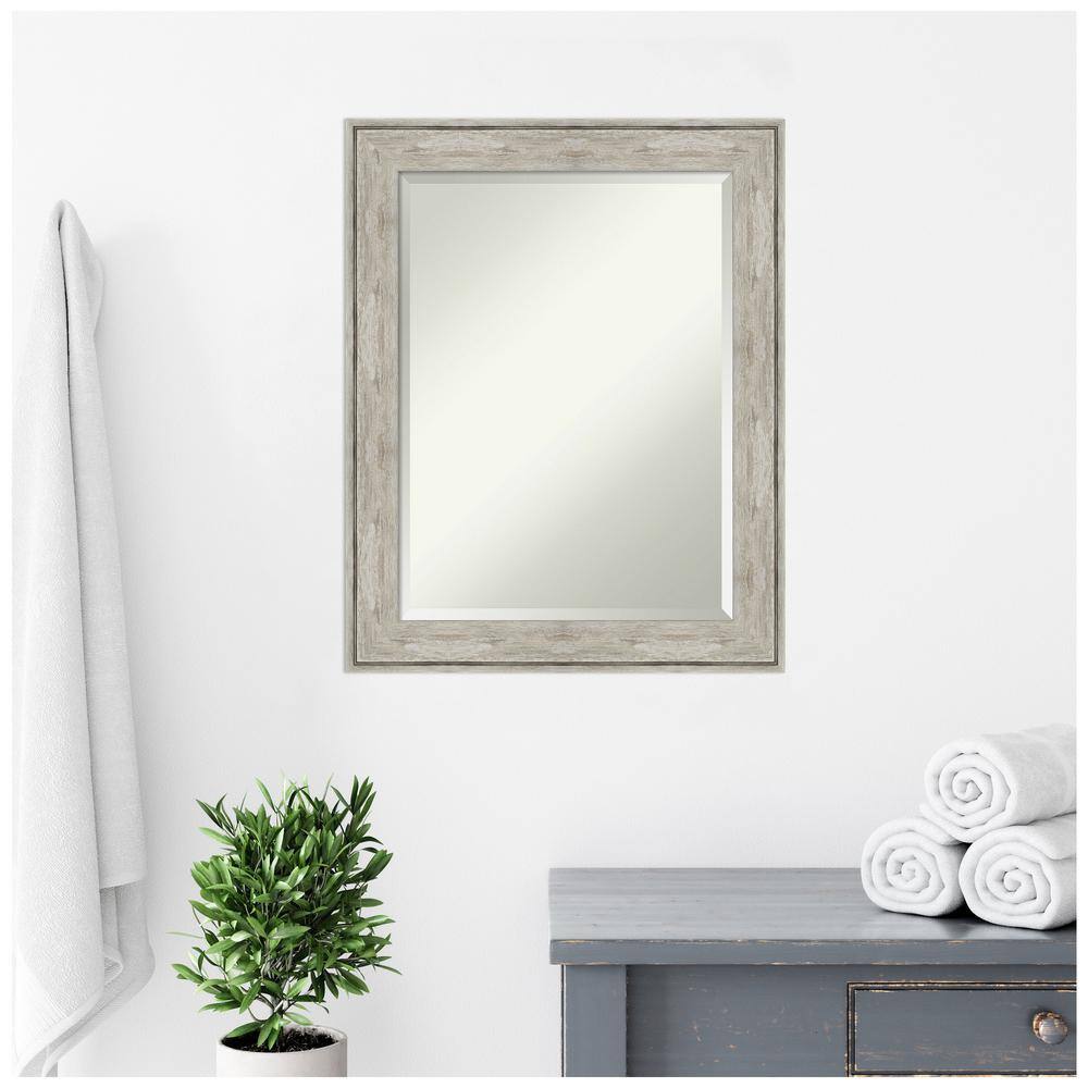 Elegance Silver Champagne 35" Crackled Finish Wall Mirror
