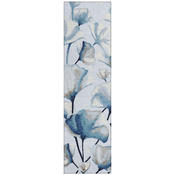Chantille Machine Washable Indoor/Outdoor Abstract ACN2405 Sky 2 ft. x 7 ft. Runner Rug