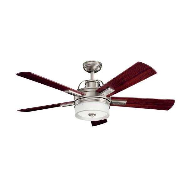 KICHLER Lacey II 52 in. Integrated LED Indoor Antique Pewter Downrod Mount Ceiling Fan with Light Kit and Wall Control