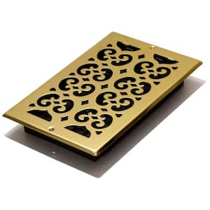10 in. x 6 in. Bright Brass-Plated Steel Scroll Wall and Ceiling Register