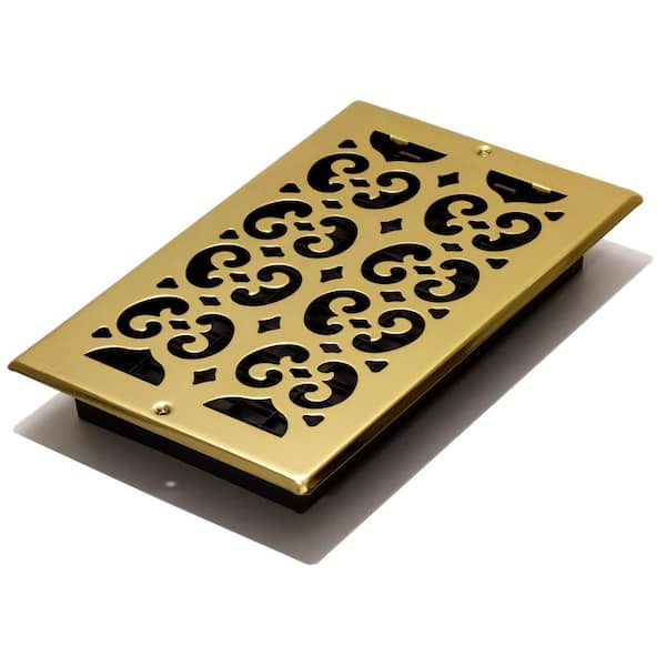 Decor Grates 10 in. x 6 in. Bright Brass-Plated Steel Scroll Wall and Ceiling Register