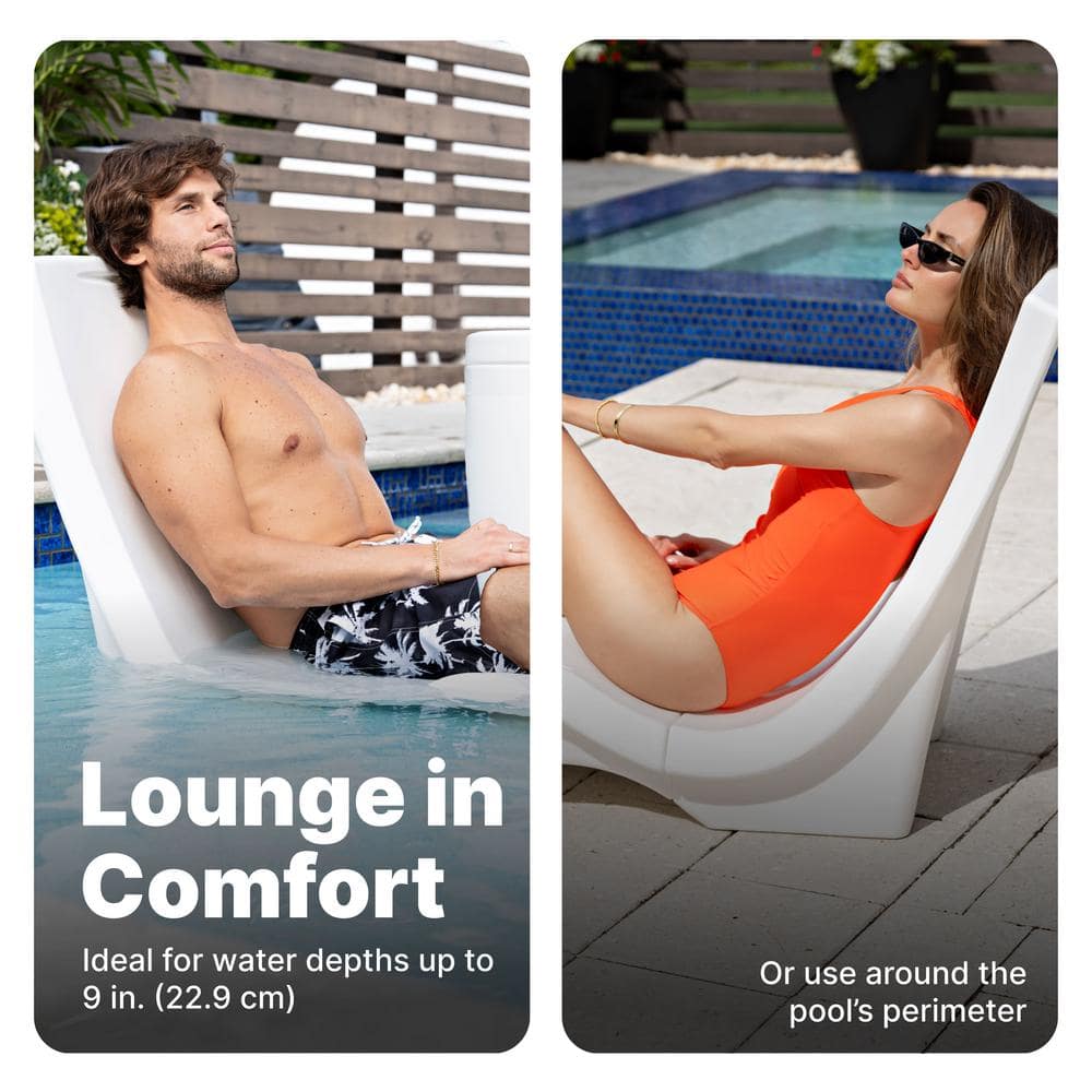 White Ergonomic Resin Armless Poolside Chaise Lounge