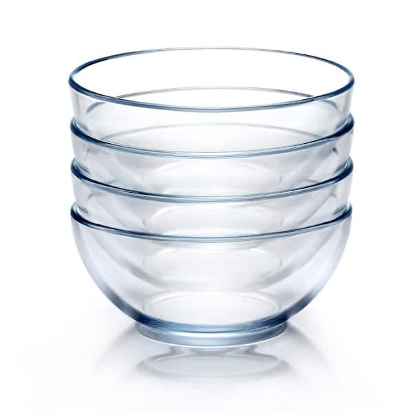 37 fl. oz. 7 in. Clear Tempered Glass Dessert Bowls, Microwave and Oven Safe Kitchen Serving Bowls for Snacks (Set of 4)