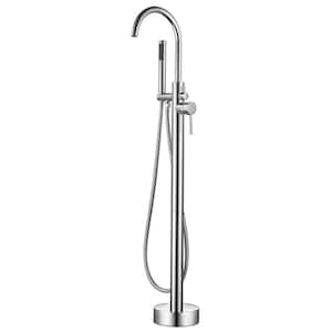Single-Handle Freestanding Floor Mounted Tub Faucet with Handheld Showerhead in Chrome