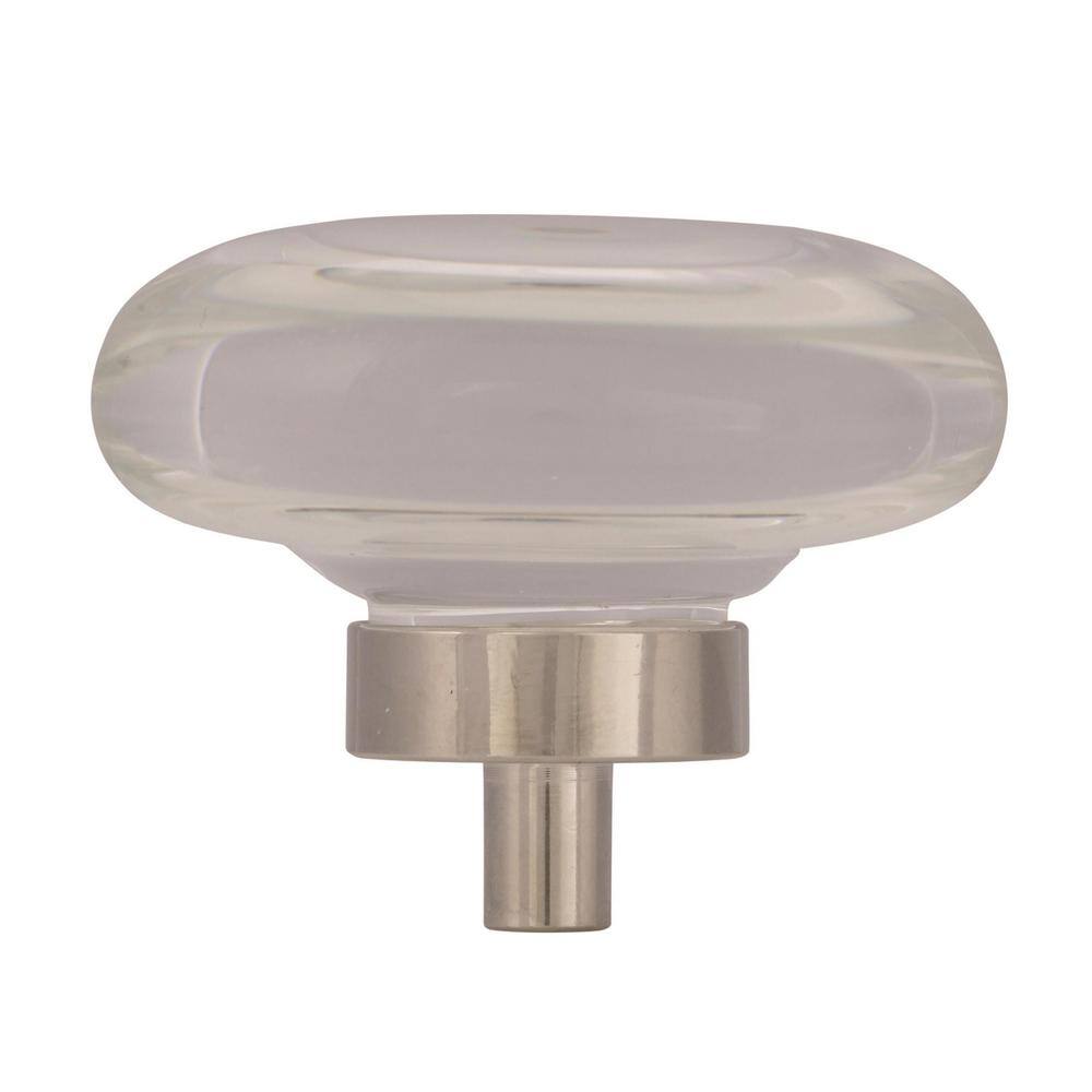 Clear and Polished Nickel Round Cabinet Knob with Mounting Hardware