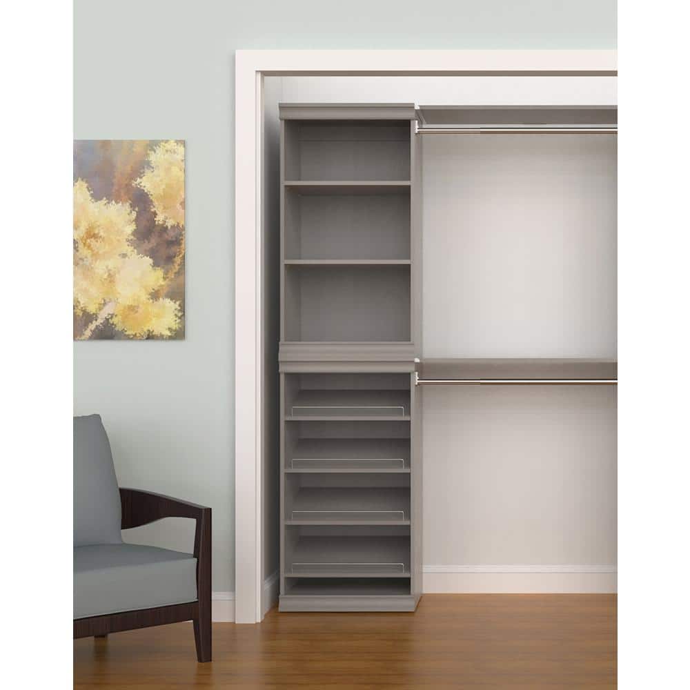 Taupe Modular Stackable Shoe Shelf with Metal Accents