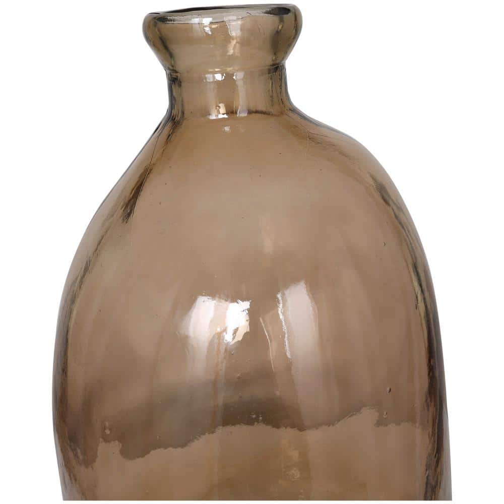 Handcrafted Round Brown Glass Floor Vase