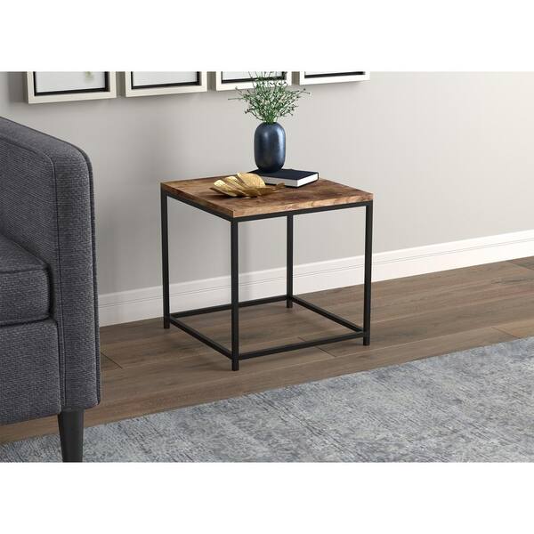 Safdie Co 16 In L Square Brown Reclaimed Wood Black Metal Accent Table 81041 Z 07 Safdie Co 16 In L Square Brown, Reclaimed Wood Black Side Table