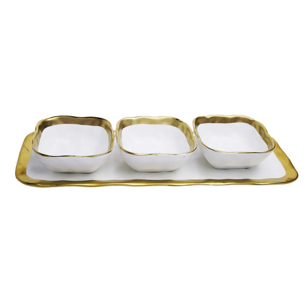 C T Classic Touch 6.75 in. D White Dessert Plates with Gold Design (Set of  6) WPD2098 - The Home Depot